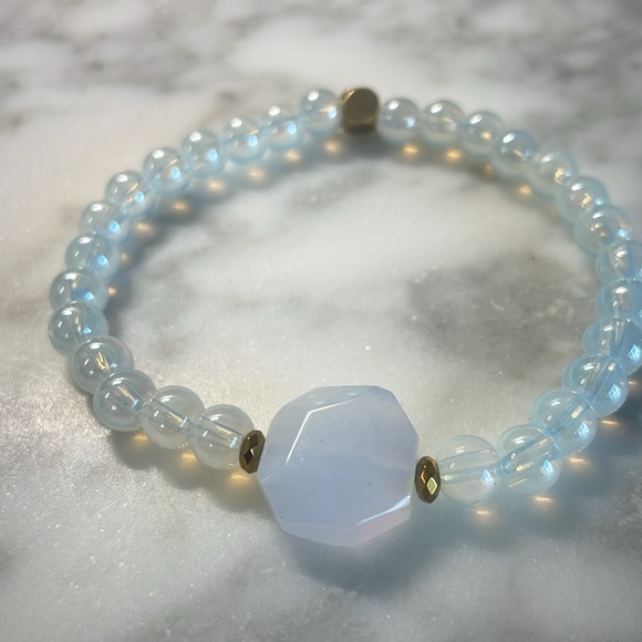 Blue lace agate & Opal Crystal bracelet - Picture 3 of 7
